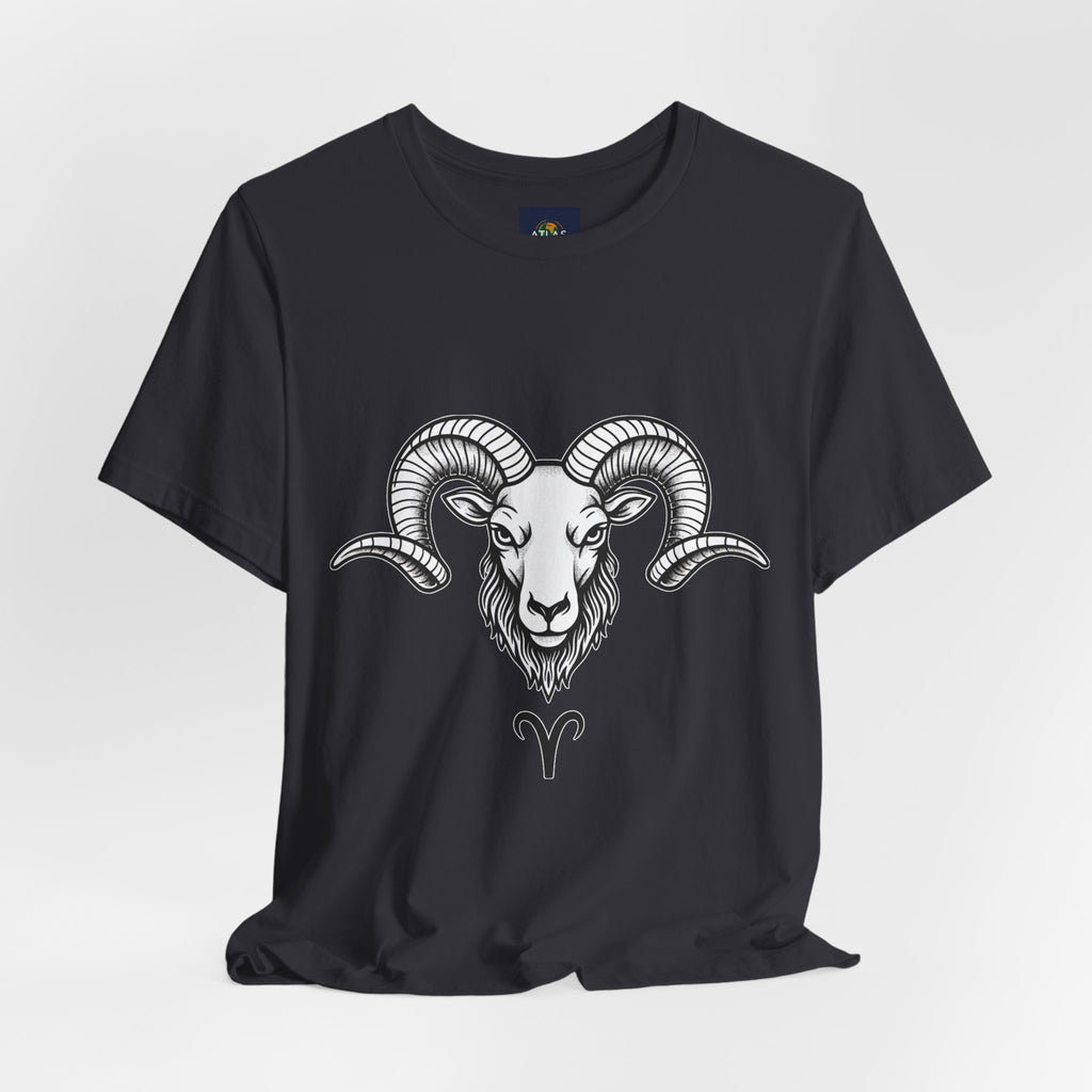 Aries Horoscope Tee - Unisex Black and White Minimal Design