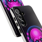 Neon Skull Synthwave Phone Case - Retro 80s Cyberpunk Mobile Cover | Vaporwave Tech Gift - Atlas Briefly
