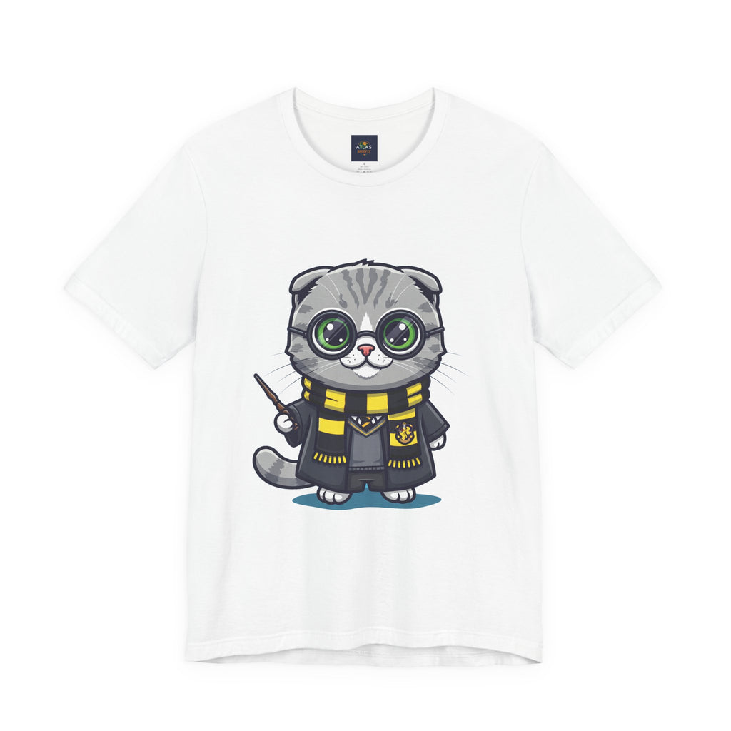 Hufflepurr Harry Potter T-Shirt - Funny Wizarding World Tee | Cute Potter Cat Gift - Atlas Briefly