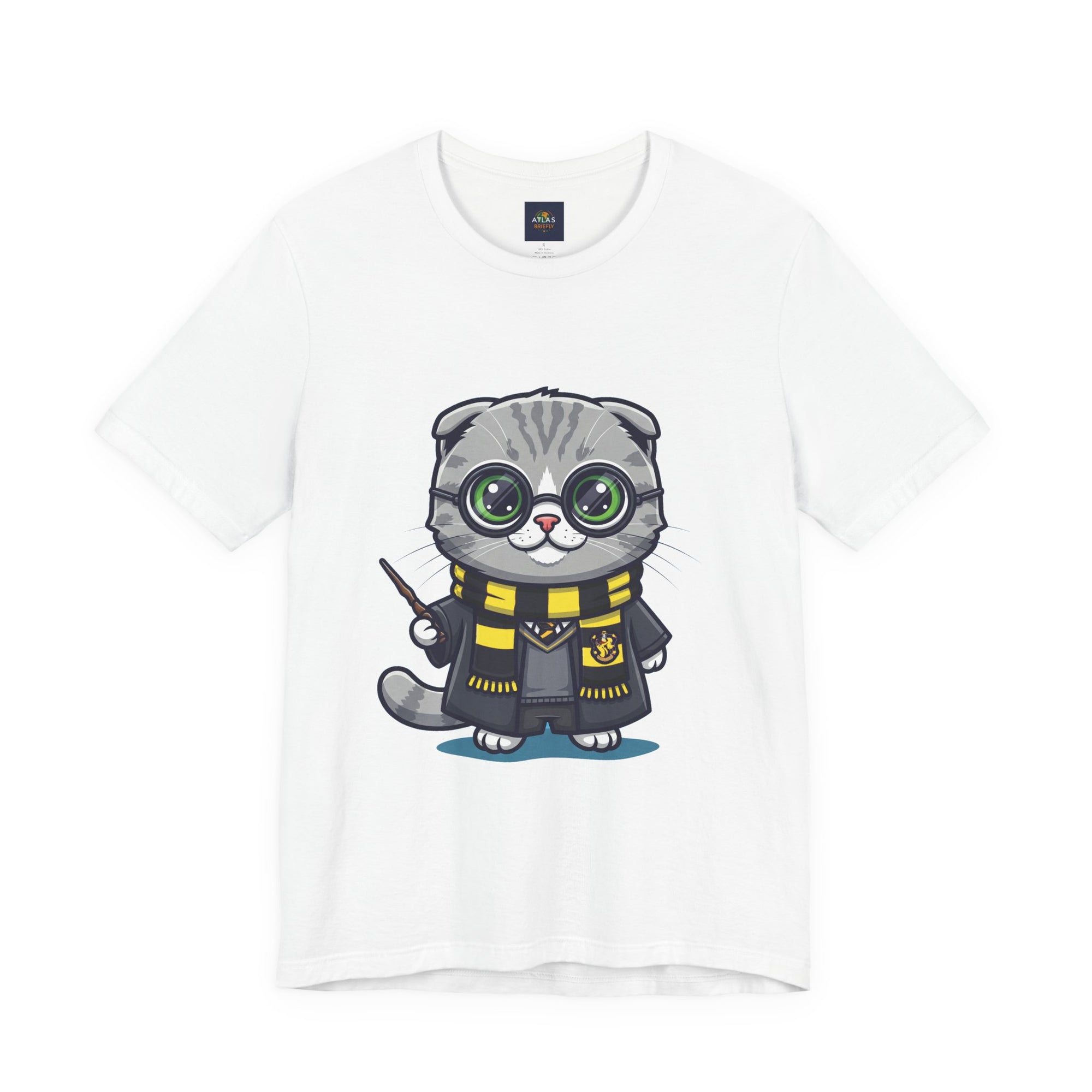 Hufflepurr Harry Potter T-Shirt - Funny Wizarding World Tee | Cute Potter Cat Gift - Atlas Briefly