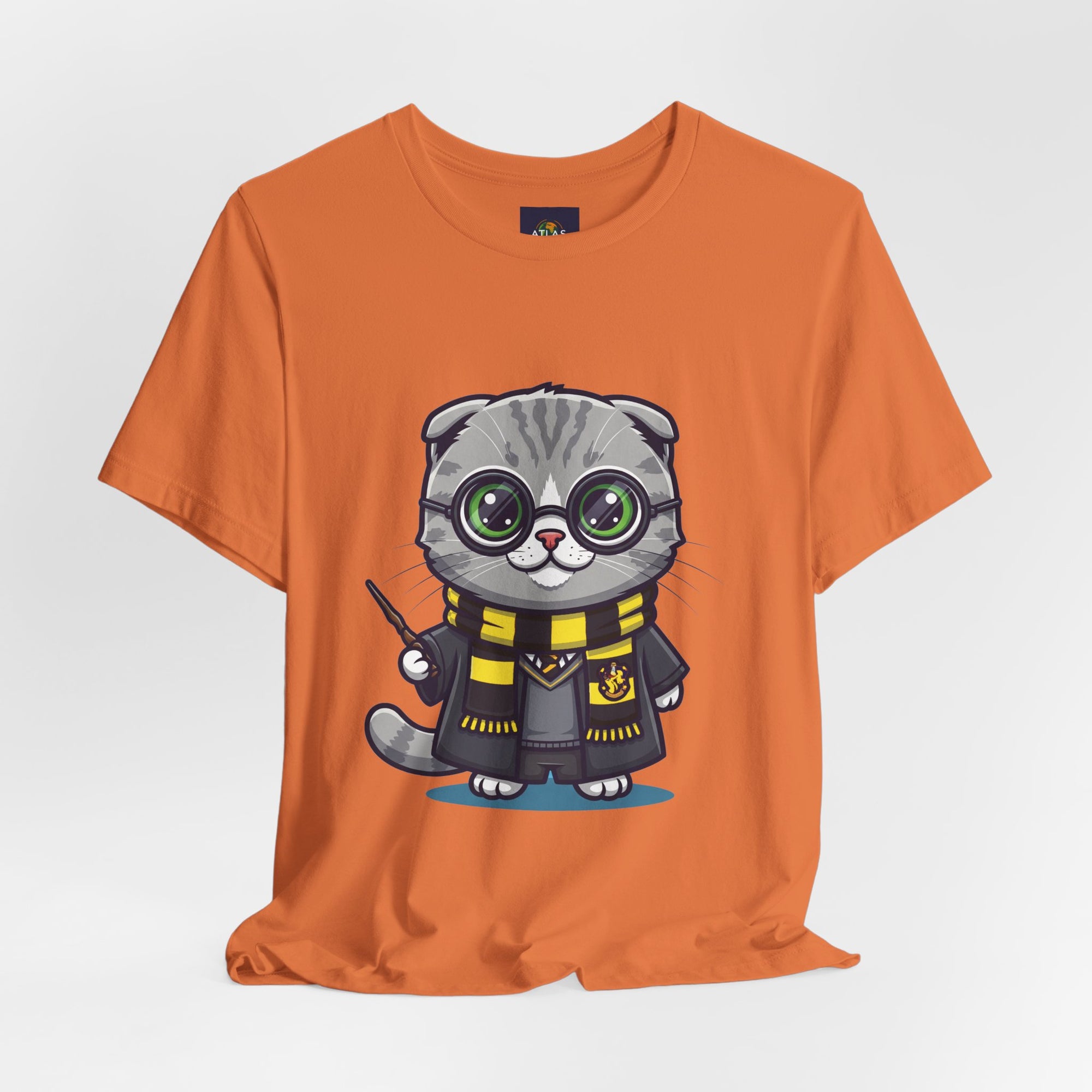 Hufflepurr Harry Potter T-Shirt - Funny Wizarding World Tee | Cute Potter Cat Gift - Atlas Briefly