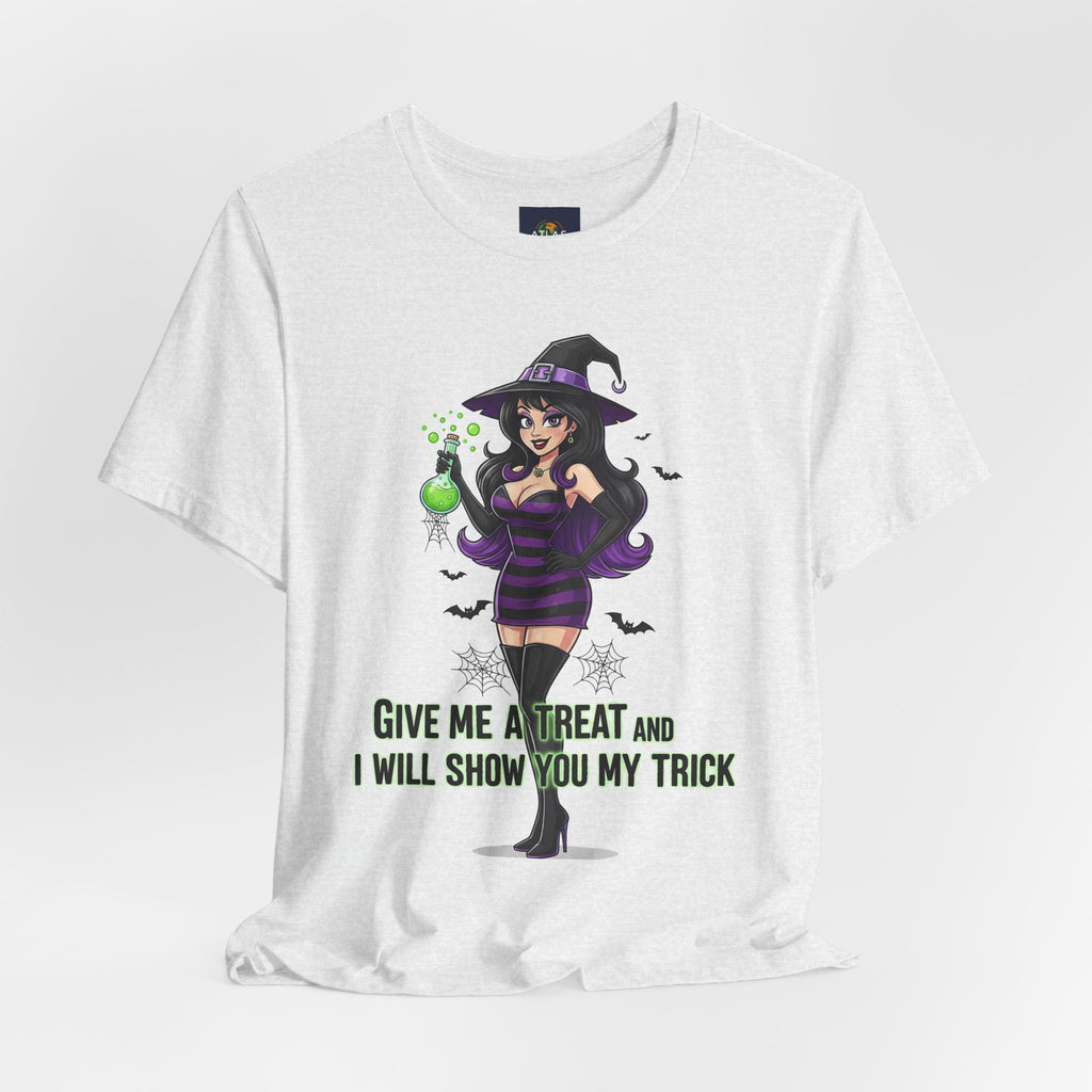 Sexy Witch Halloween T-Shirt - Flirty Witch Costume Tee | Trick or Treat Halloween Shirt - Atlas Briefly