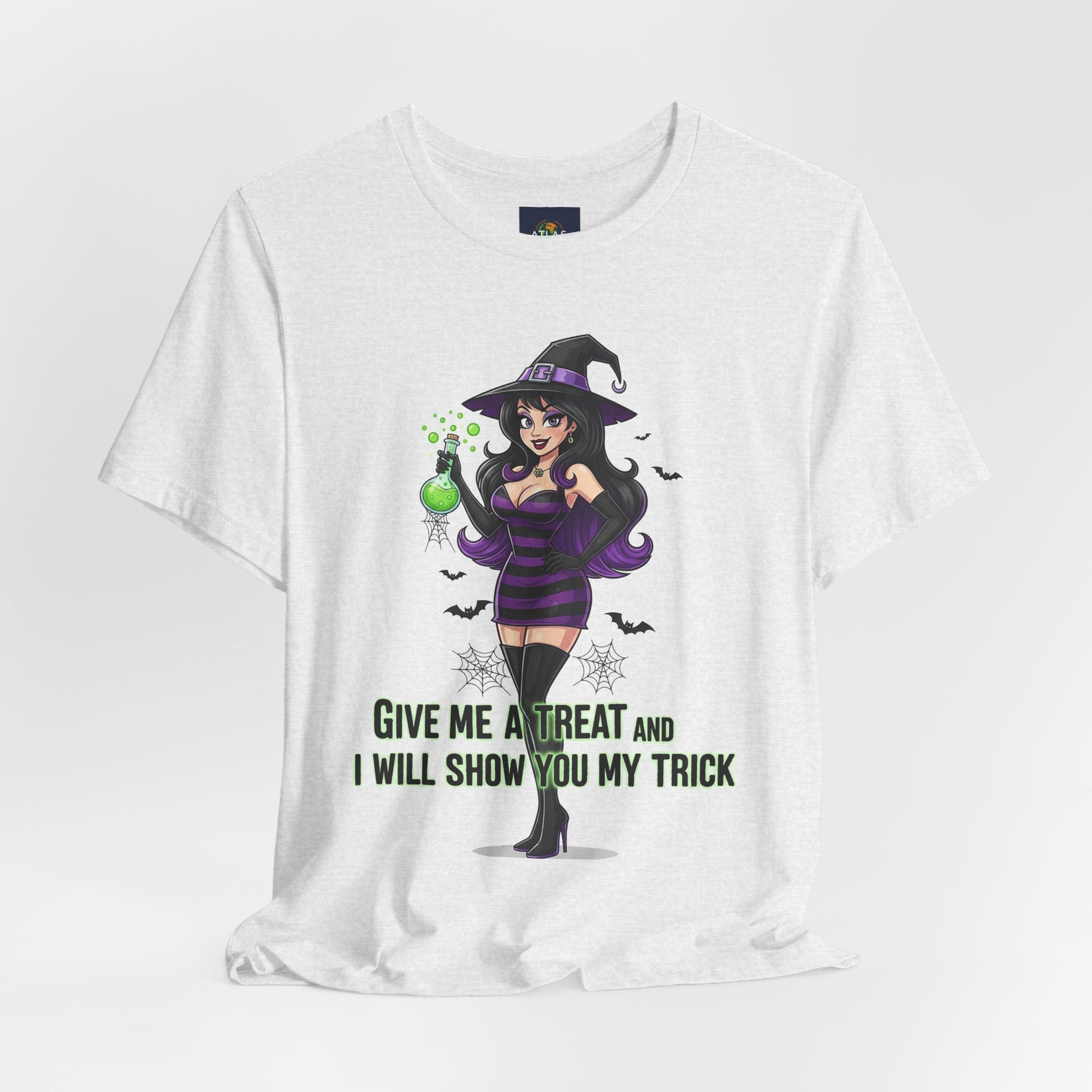 Sexy Witch Halloween T-Shirt - Flirty Witch Costume Tee | Trick or Treat Halloween Shirt - Atlas Briefly