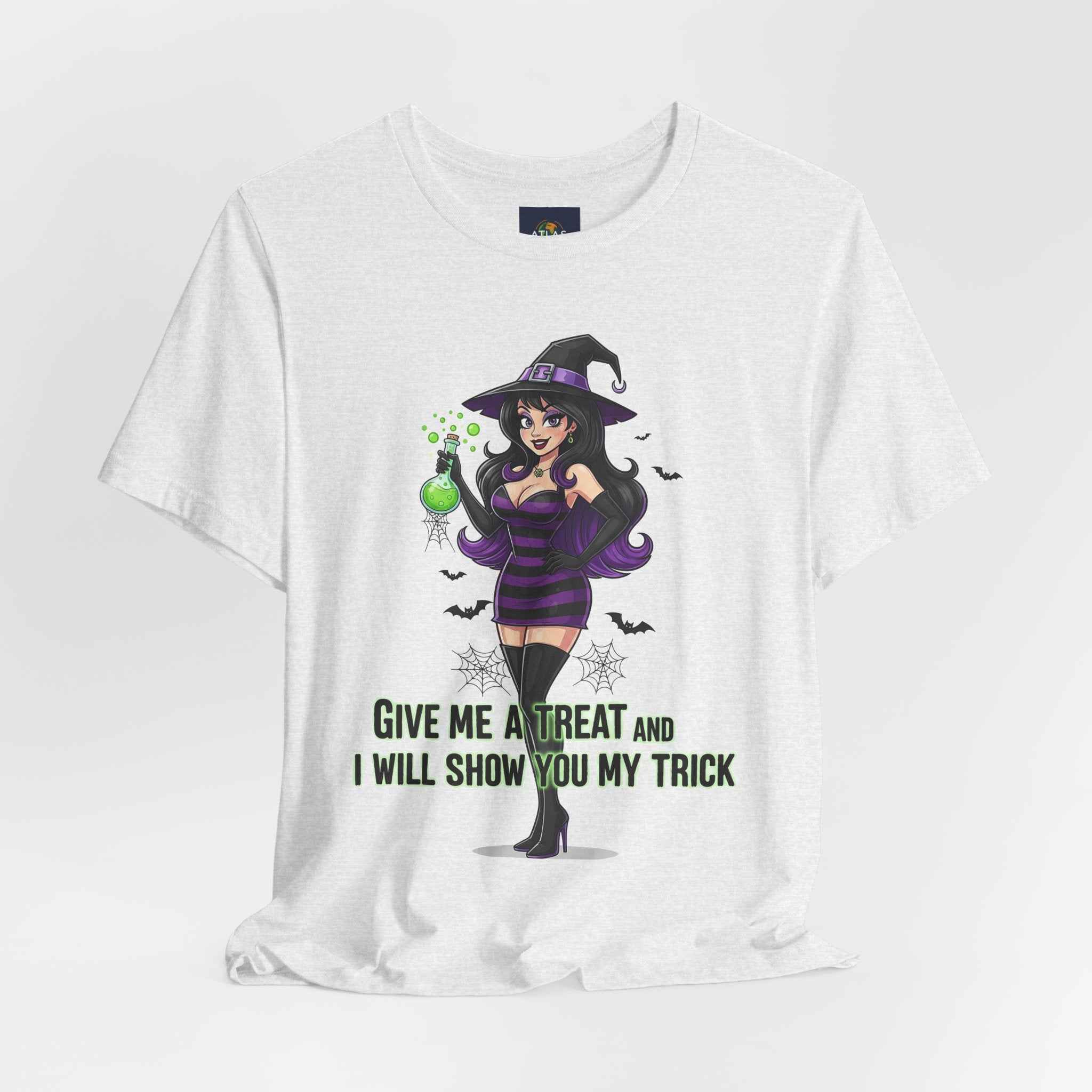 Sexy Witch Halloween T-Shirt - Flirty Witch Costume Tee for Trick or Treat - Atlas Briefly