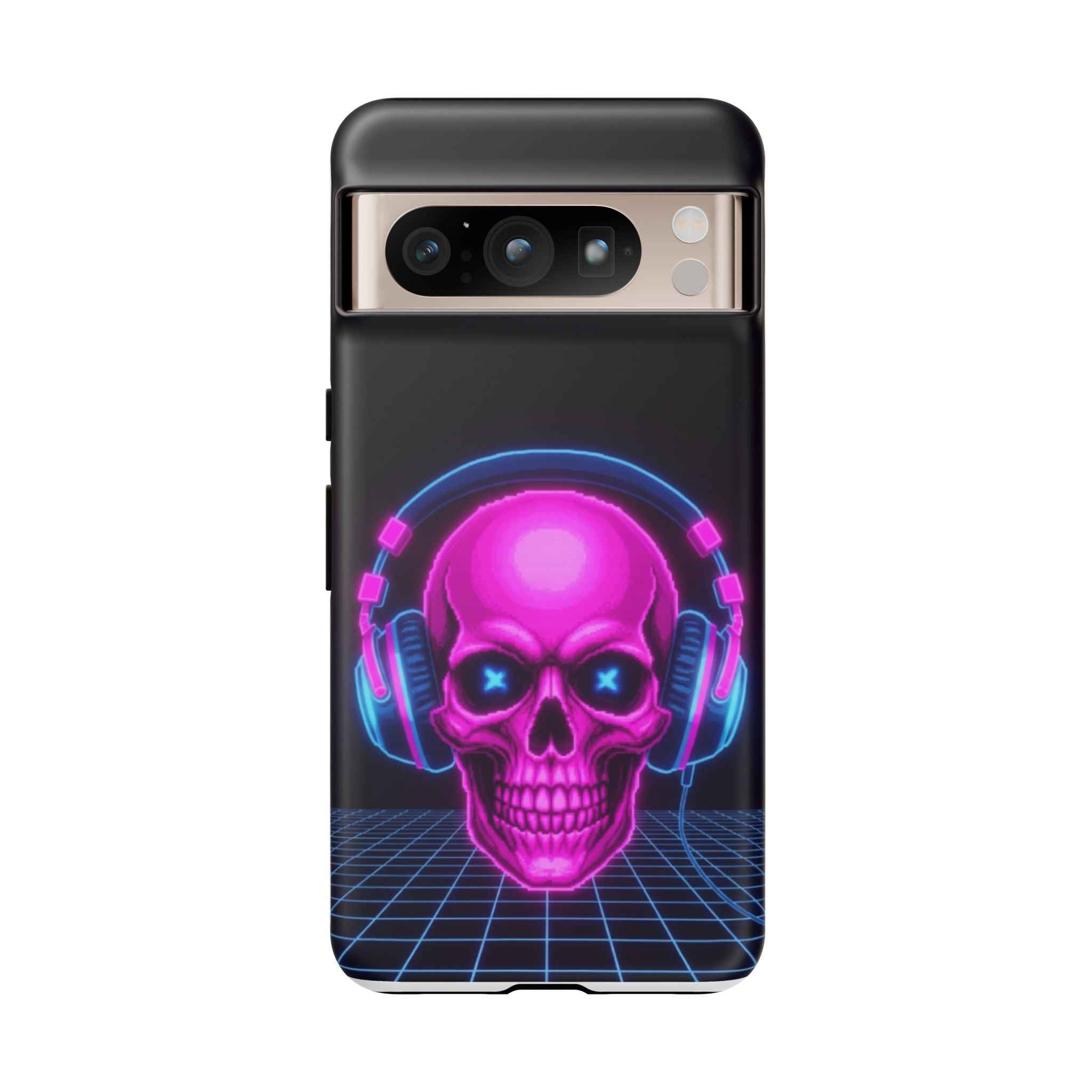 Neon Skull Phone Case - Retro Synthwave Gaming Cover - Atlas Briefly