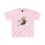 Eat Drink and Be Scary Kids Halloween T-Shirt | Cute Ghost Skeleton Pumpkin Cat Shirt for Boys Girls Trick or Treat Tee - Atlas Briefly