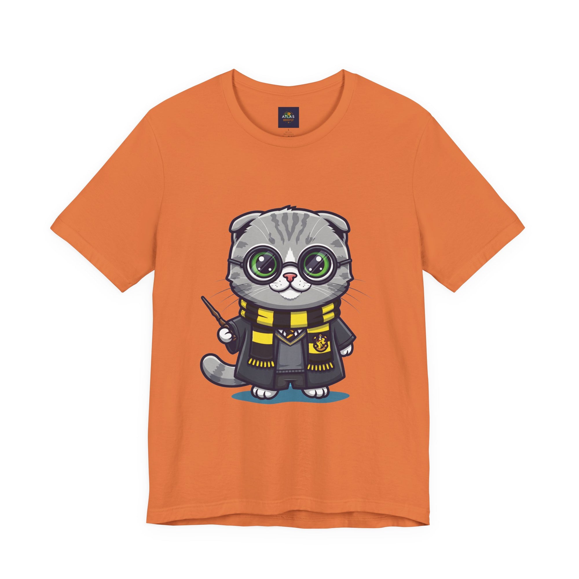 Hufflepurr Harry Potter T-Shirt - Funny Wizarding World Tee | Cute Potter Cat Gift - Atlas Briefly