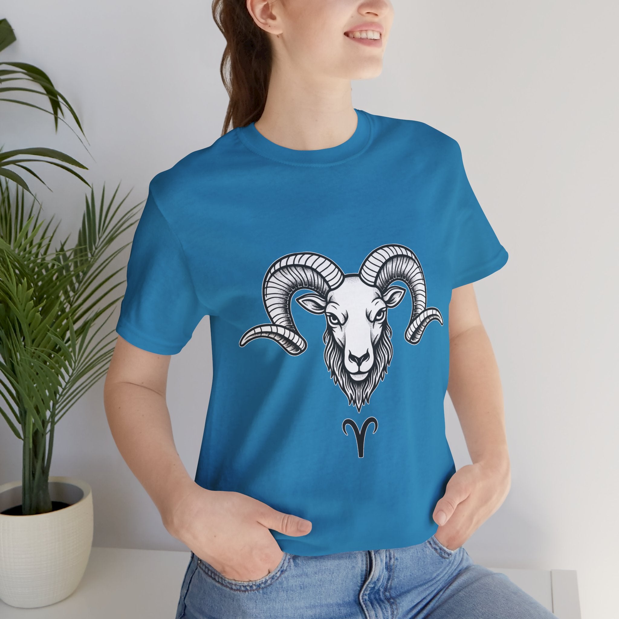 Aries Horoscope Tee - Unisex Black and White Minimal Design