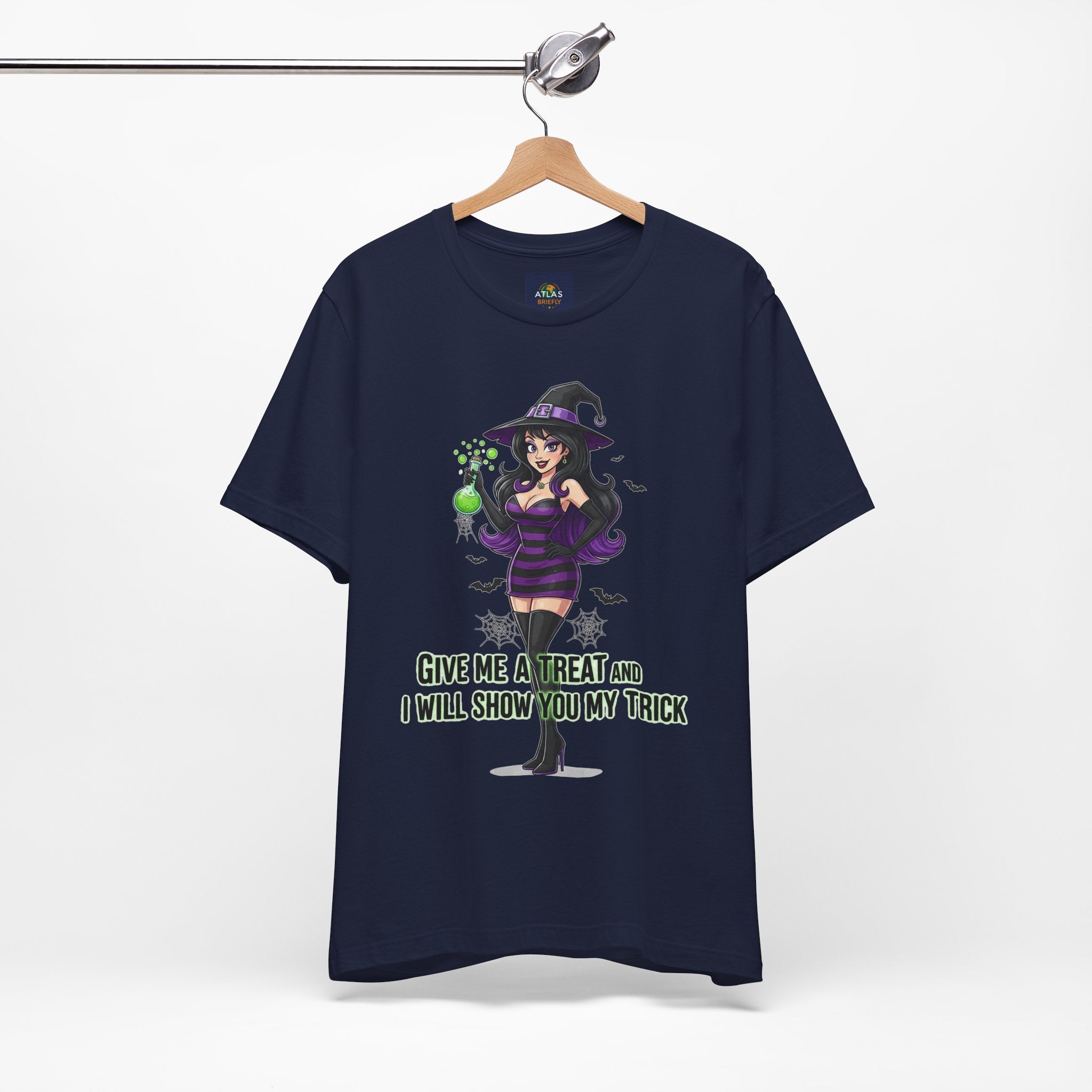 Sexy Witch Halloween T-Shirt - Flirty Witch Costume Tee | Trick or Treat Halloween Shirt - Atlas Briefly