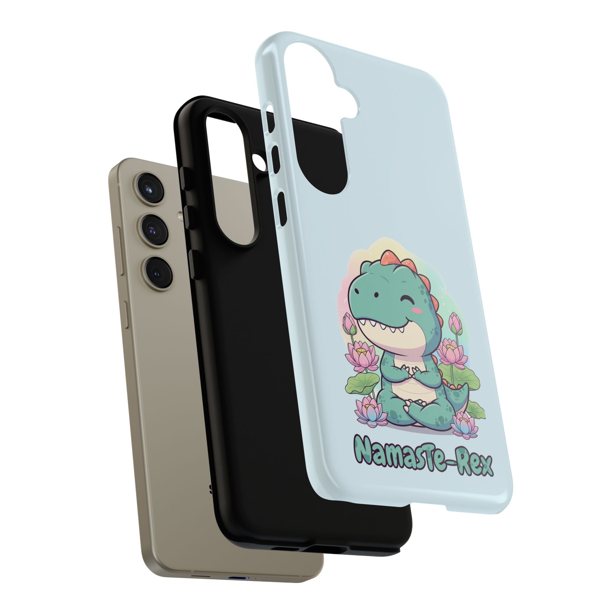 NamasTe-Rex Meditating Dinosaur Phone Case - Funny Yoga T-Rex Mobile Cover | Zen Tech Gift - Atlas Briefly