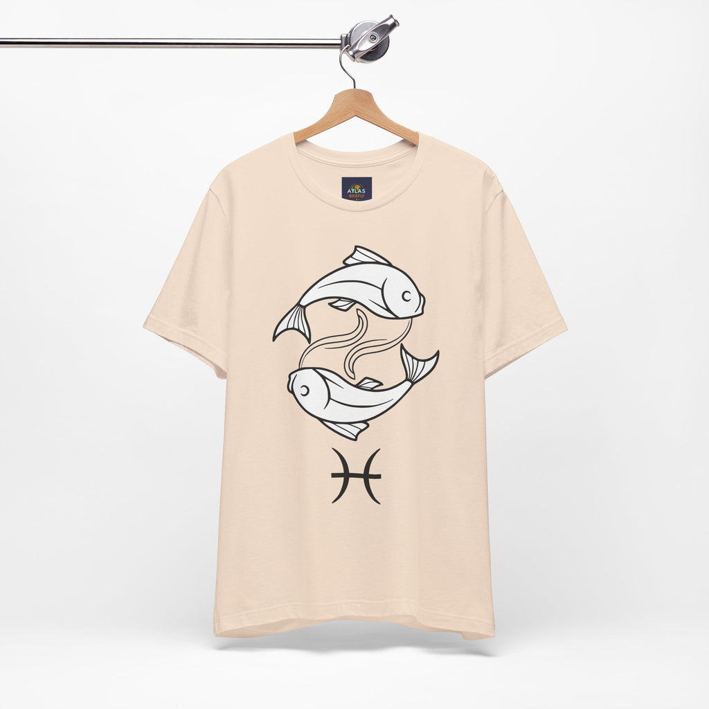 Pisces Zodiac T-shirt - Minimalist Black and White Unisex Tee