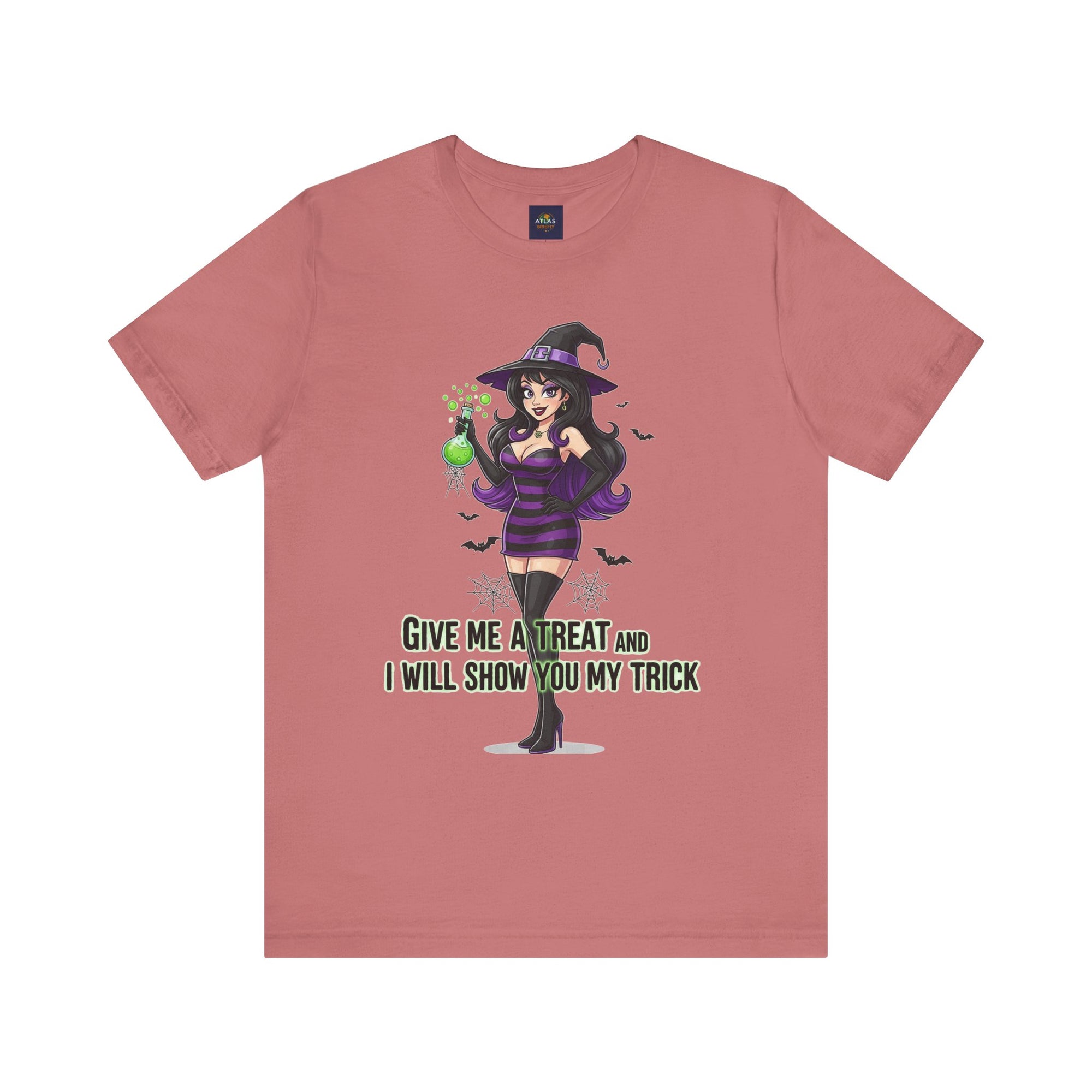 Sexy Witch Halloween T-Shirt - Flirty Witch Costume Tee | Trick or Treat Halloween Shirt - Atlas Briefly