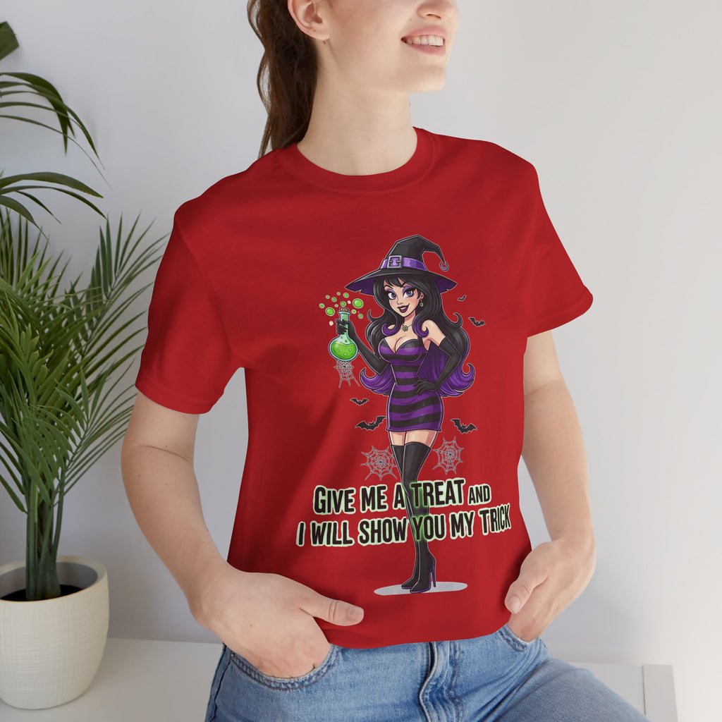 Sexy Witch Halloween T-Shirt - Flirty Witch Costume Tee | Trick or Treat Halloween Shirt - Atlas Briefly