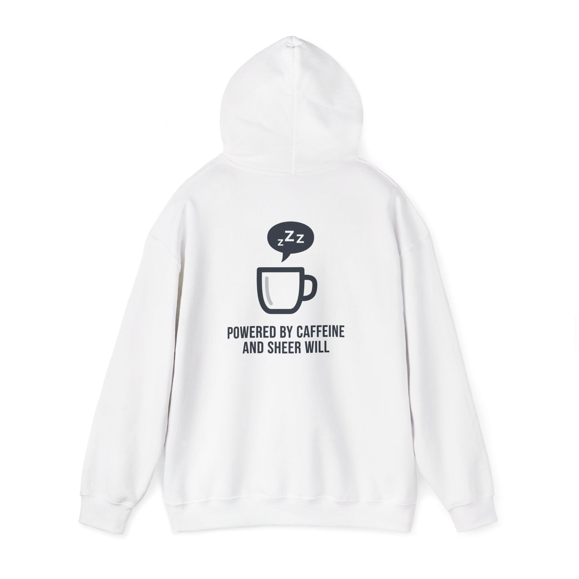 Powered by Caffeine and Sheer Will Hoodie - Funny Coffee Lover Sweatshirt | Minimalist Humor Gift - Atlas Briefly