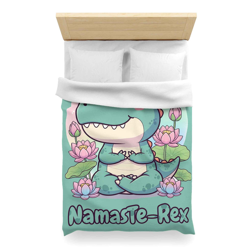 NamasTe-Rex Duvet Cover - Yoga Dinosaur Bedding for a Playful Bedroom - Atlas Briefly