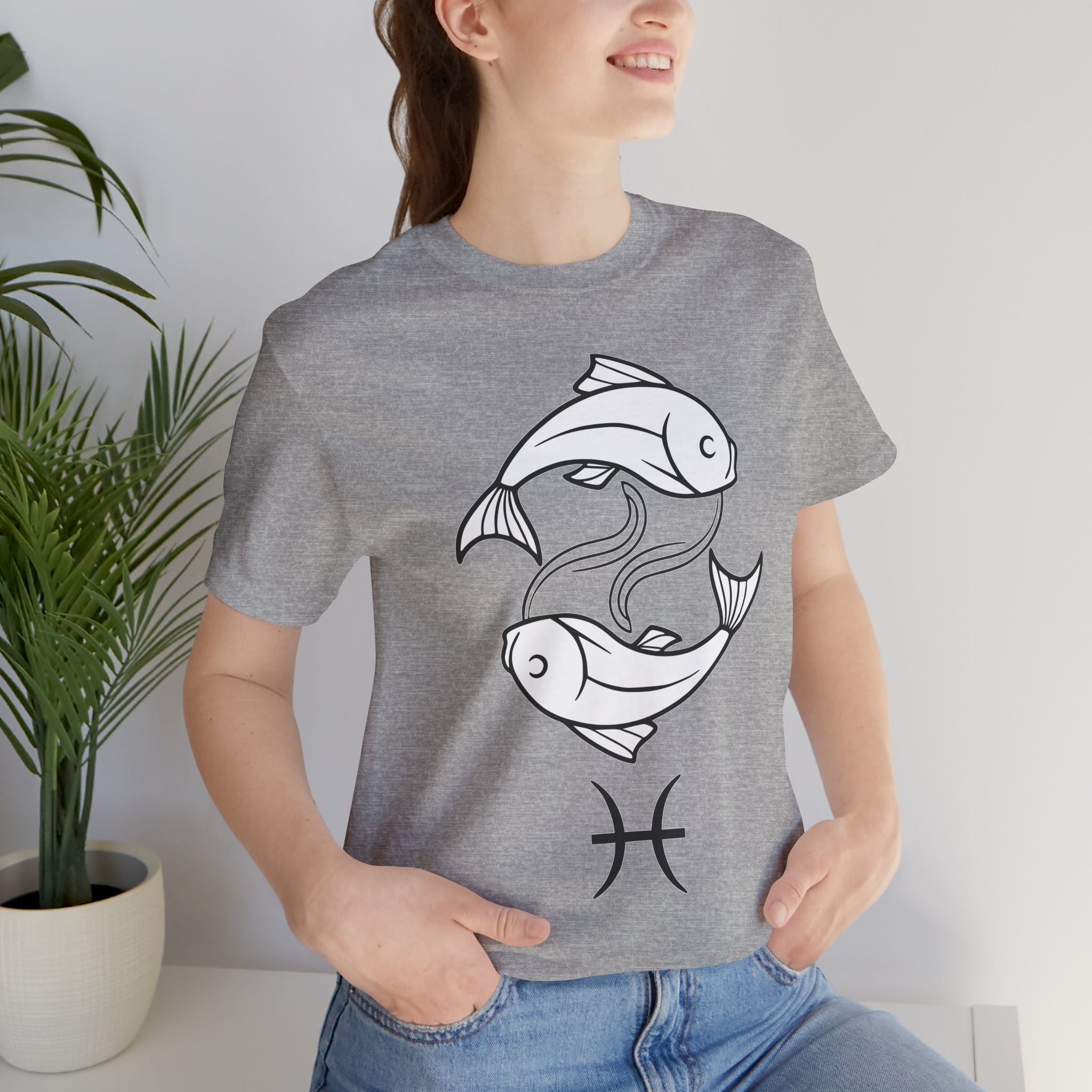 Pisces Zodiac T-shirt - Minimalist Black and White Unisex Tee