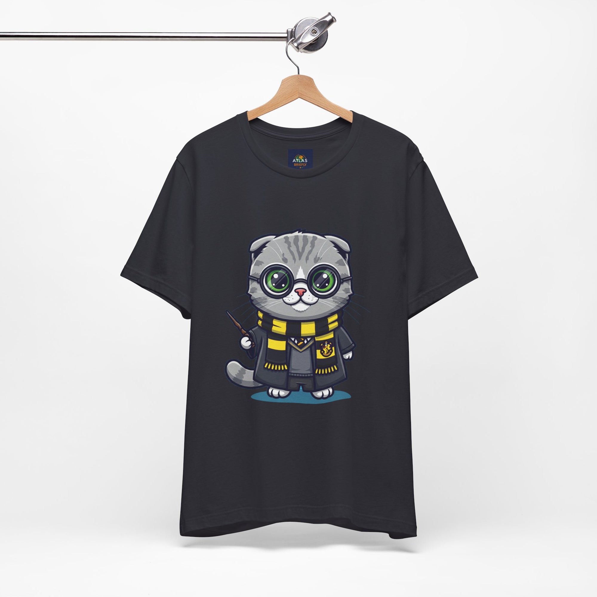 Hufflepurr Harry Potter T-Shirt - Funny Wizarding World Tee | Cute Potter Cat Gift - Atlas Briefly