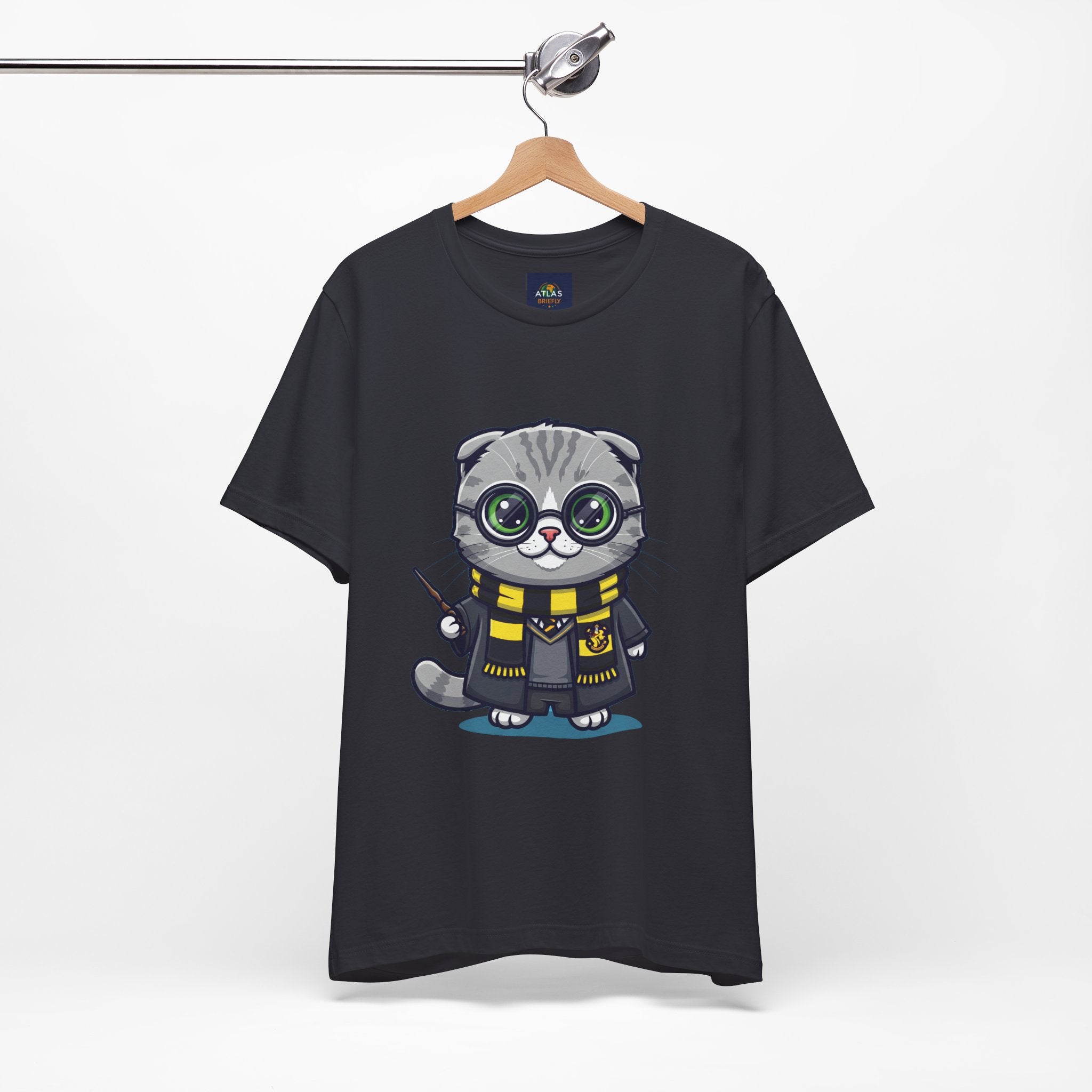 Hufflepurr Harry Potter T-Shirt - Funny Wizarding World Tee | Cute Potter Cat Gift - Atlas Briefly