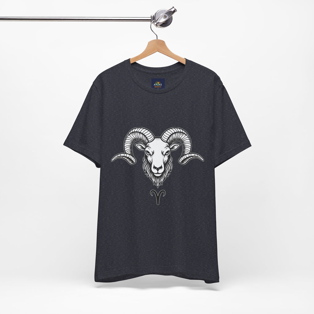 Aries Horoscope Tee - Unisex Black and White Minimal Design