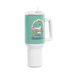 NamasTe-Rex Meditating Dinosaur 40oz Tumbler - Funny Yoga Water Bottle | Zen T-Rex Gift - Atlas Briefly