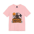 Spooky Season Halloween T-Shirt - Haunted House Ghost Bat Graphic Tee | Halloween Landscape Shirt - Atlas Briefly