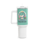 NamasTe-Rex Meditating Dinosaur 40oz Tumbler - Funny Yoga Water Bottle | Zen T-Rex Gift - Atlas Briefly