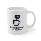 Powered by Caffeine Mug - Funny Minimalist Coffee Cup Perfect for Sheer Will Gifts