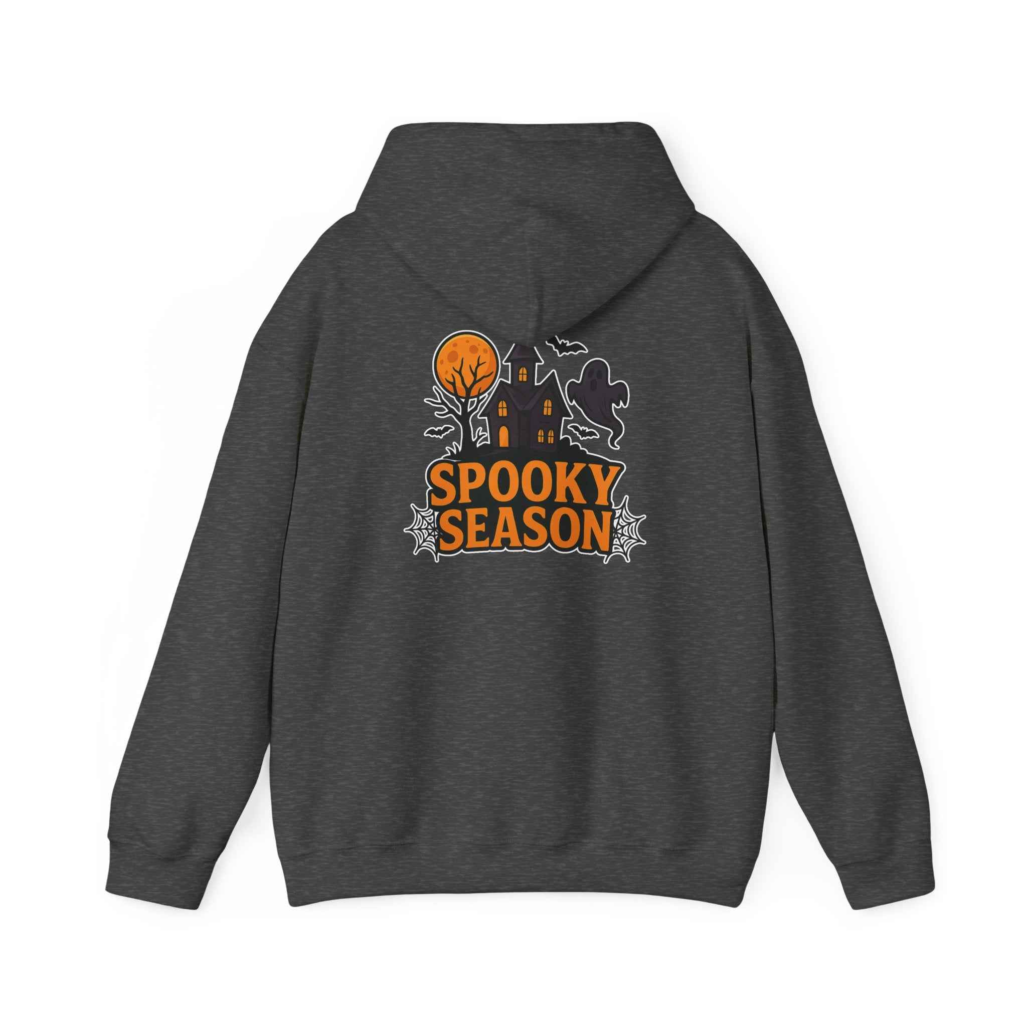 Spooky Season Halloween Hoodie - Haunted House Ghost Bat Design | Cozy Halloween Sweatshirt - Atlas Briefly