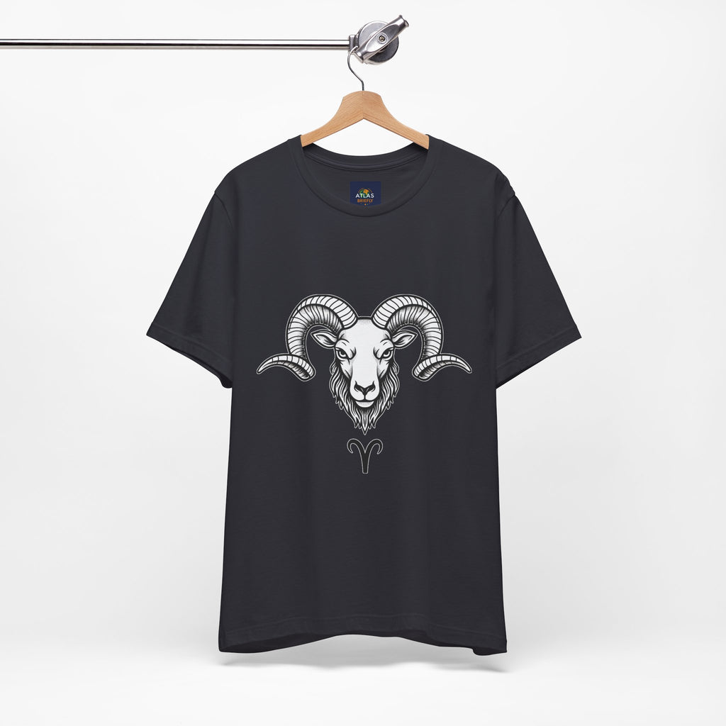 Aries Horoscope Tee - Unisex Black and White Minimal Design