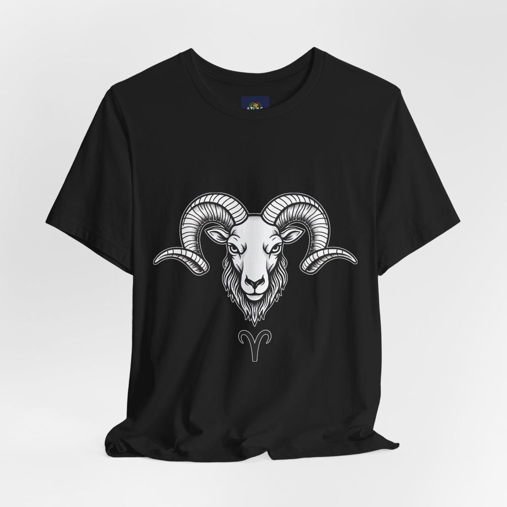 Aries Horoscope Tee - Unisex Black and White Minimal Design