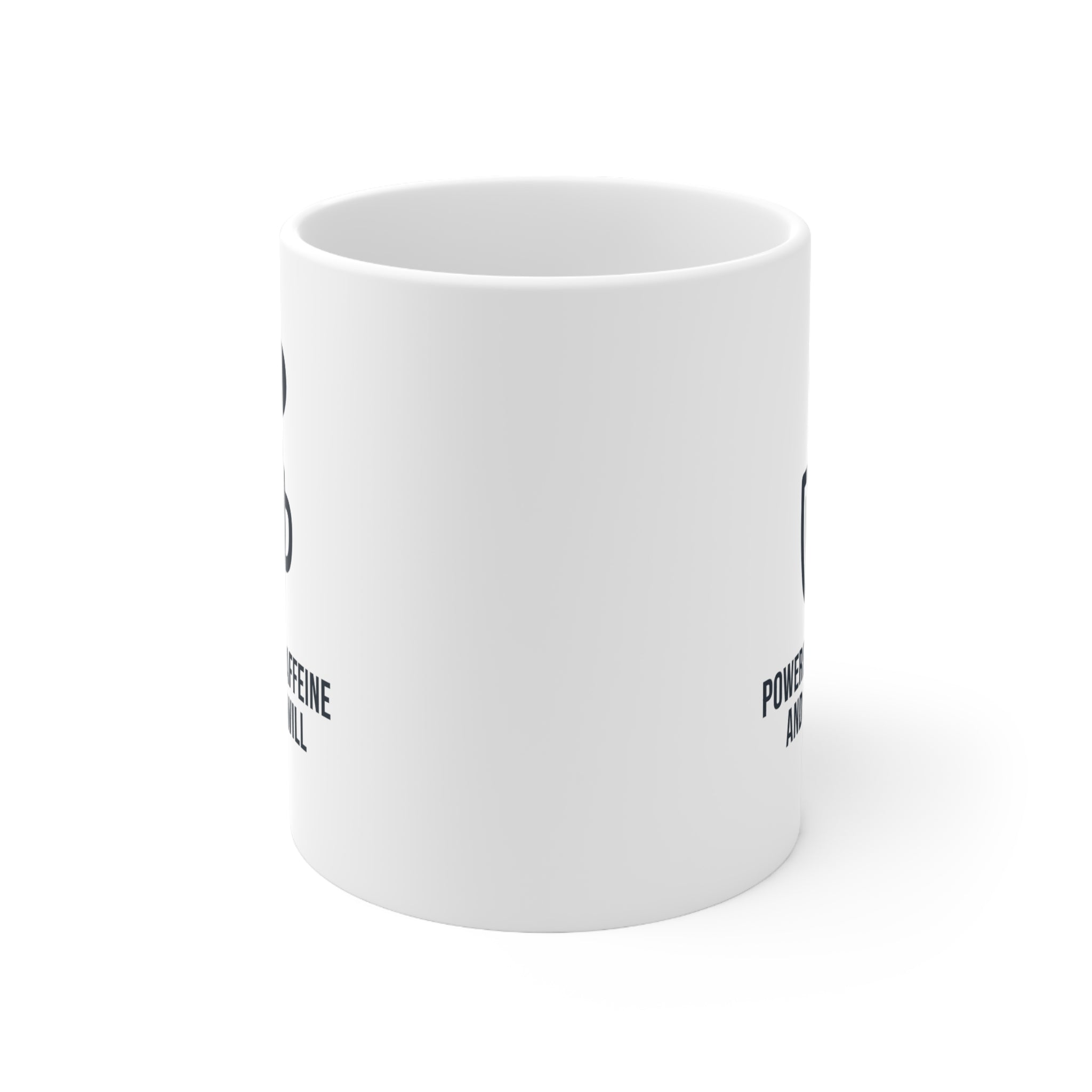 Powered by Caffeine Mug - Funny Minimalist Coffee Cup Perfect for Sheer Will Gifts