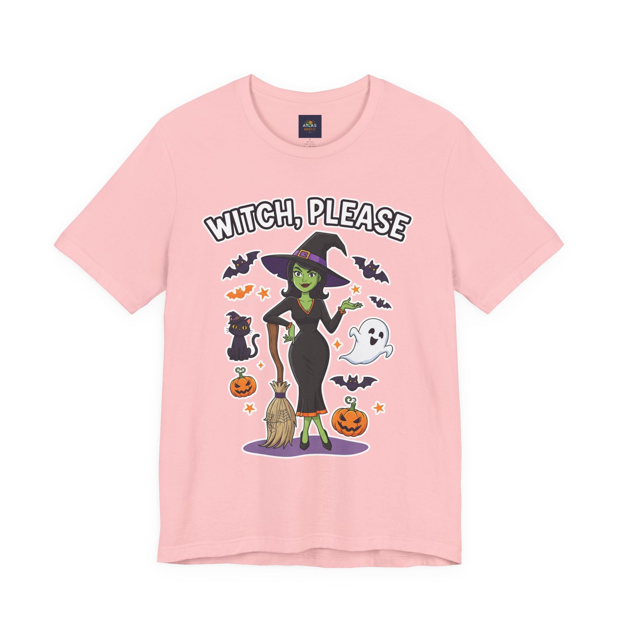Witch Please Halloween T-Shirt - Sassy Witch Tee with Pumpkin Design | Funny Halloween Shirt - Atlas Briefly