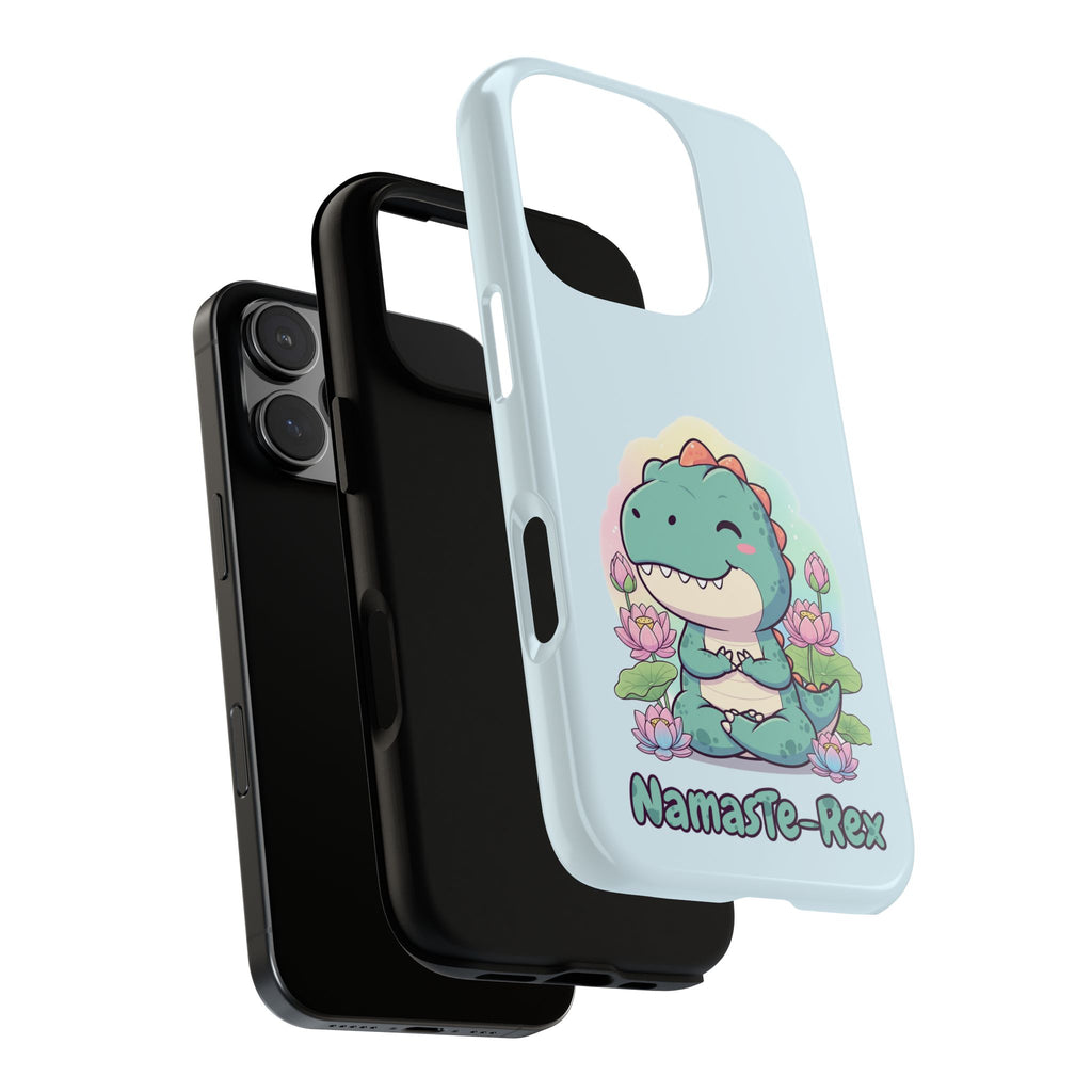 NamasTe-Rex Meditating Dinosaur Phone Case - Funny Yoga T-Rex Mobile Cover | Zen Tech Gift - Atlas Briefly