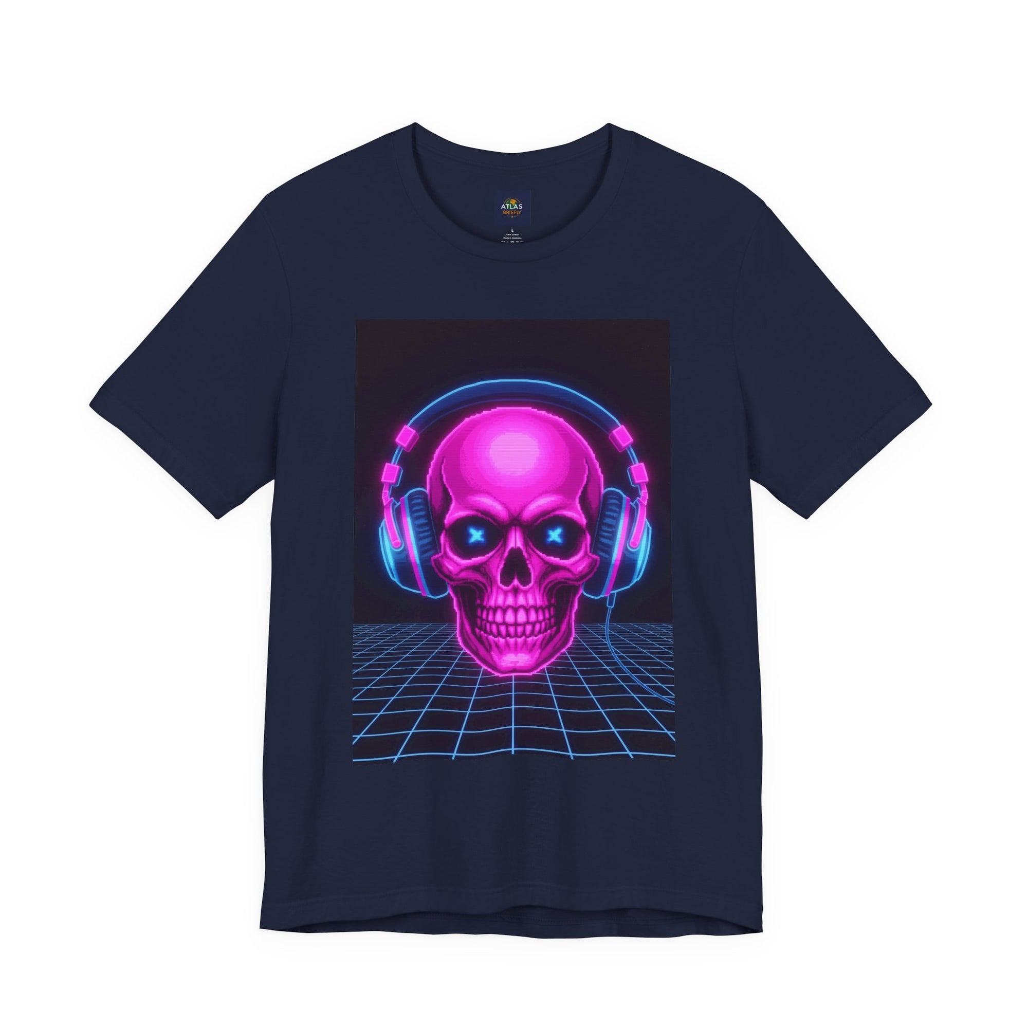 Neon Skull Synthwave Tee - Atlas Briefly