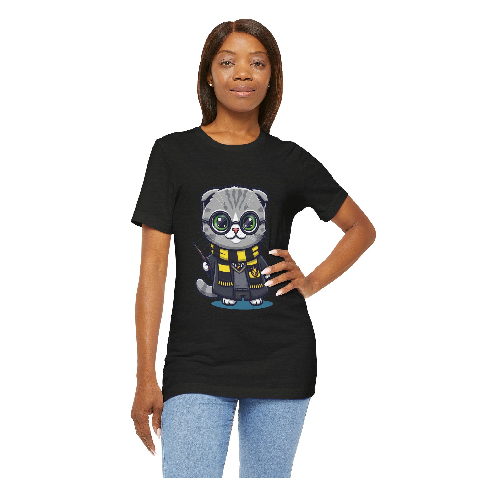Hufflepurr Harry Potter T-Shirt - Funny Wizarding World Tee | Cute Potter Cat Gift - Atlas Briefly