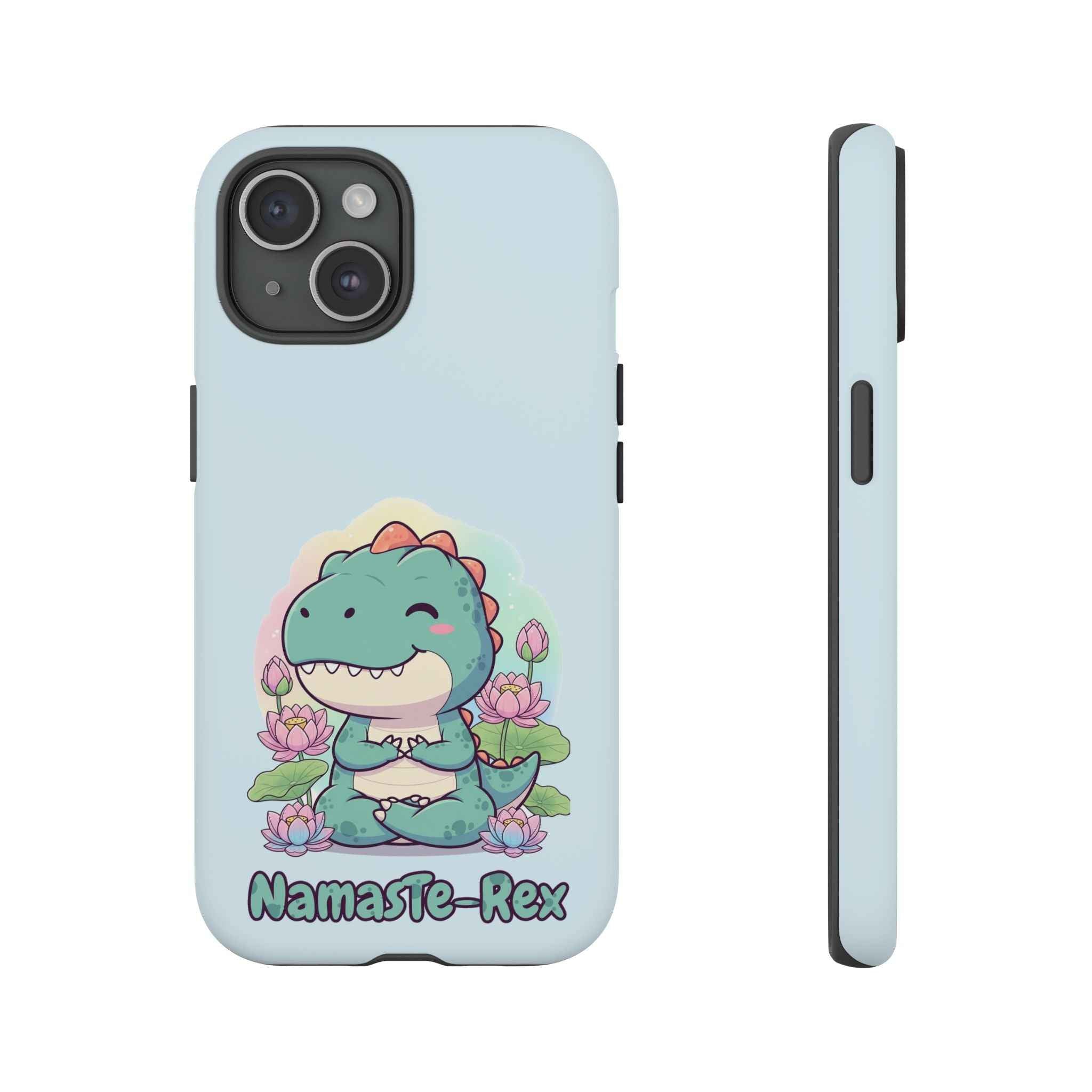 NamasTe-Rex Phone Case - Funny Yoga T-Rex Meditating Dinosaur Mobile Cover for Zen Lovers - Atlas Briefly