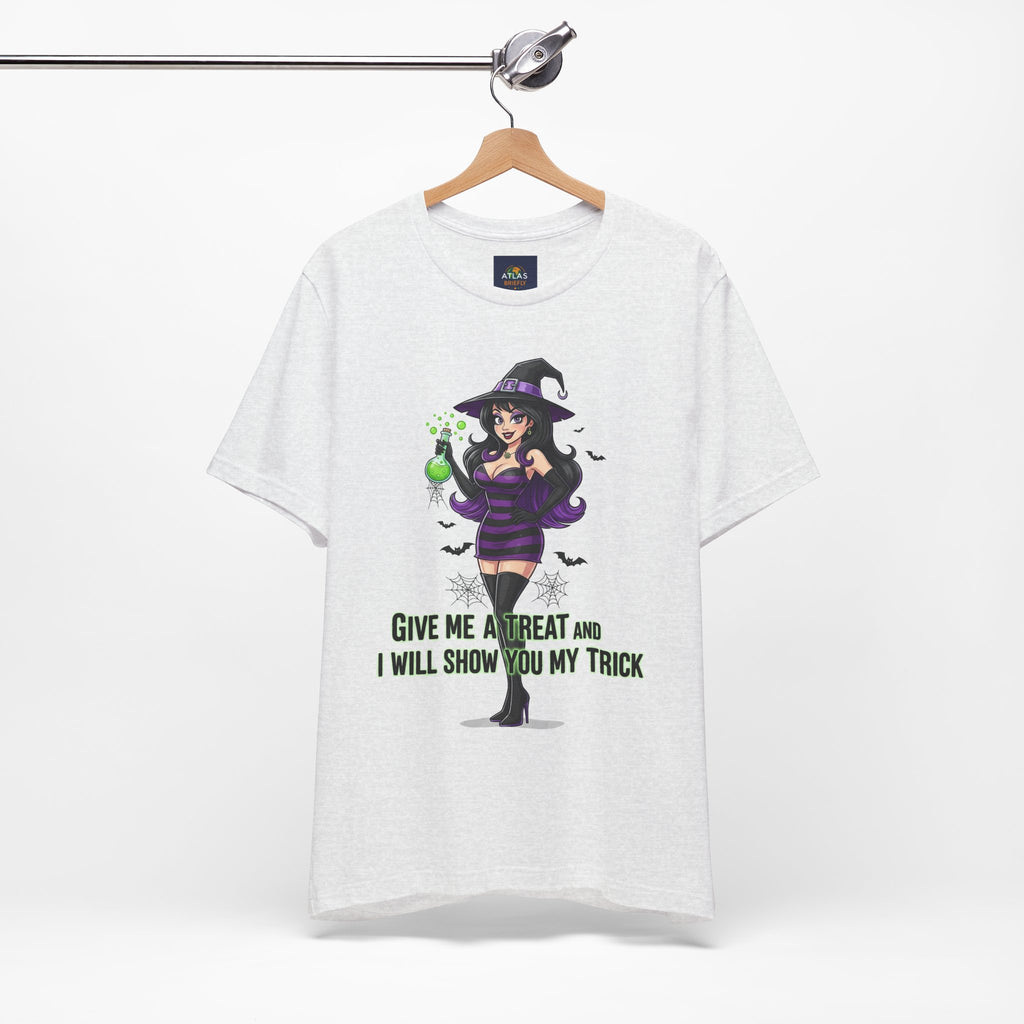 Sexy Witch Halloween T-Shirt - Flirty Witch Costume Tee | Trick or Treat Halloween Shirt - Atlas Briefly