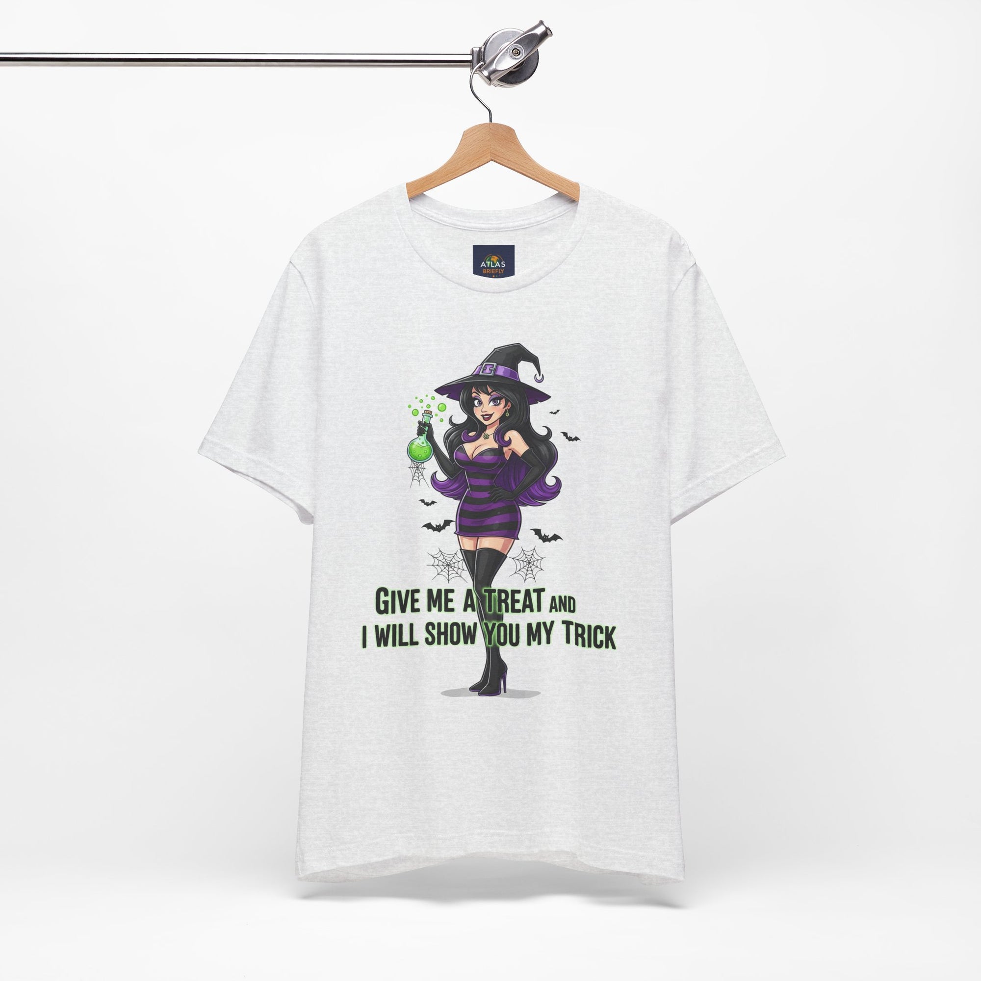 Sexy Witch Halloween T-Shirt - Flirty Witch Costume Tee | Trick or Treat Halloween Shirt - Atlas Briefly