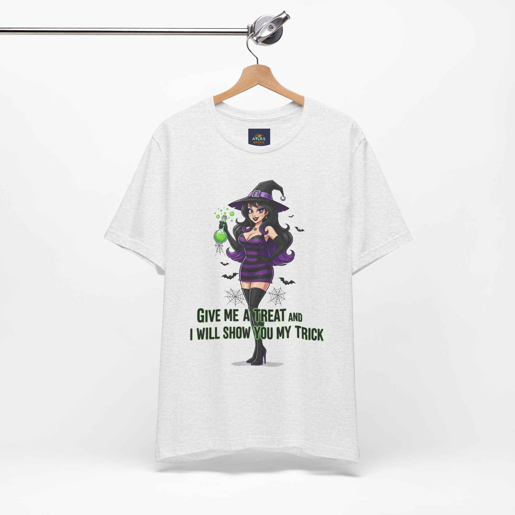 Sexy Witch Halloween T-Shirt - Flirty Witch Costume Tee for Trick or Treat - Atlas Briefly