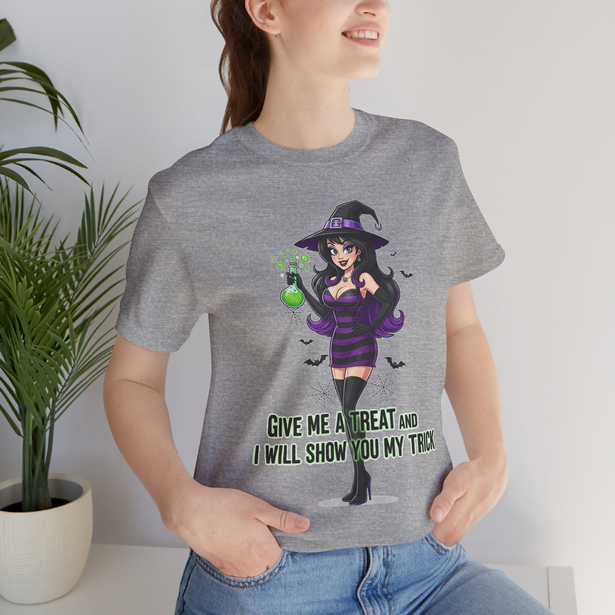 Sexy Witch Halloween T-Shirt - Flirty Witch Costume Tee | Trick or Treat Halloween Shirt - Atlas Briefly