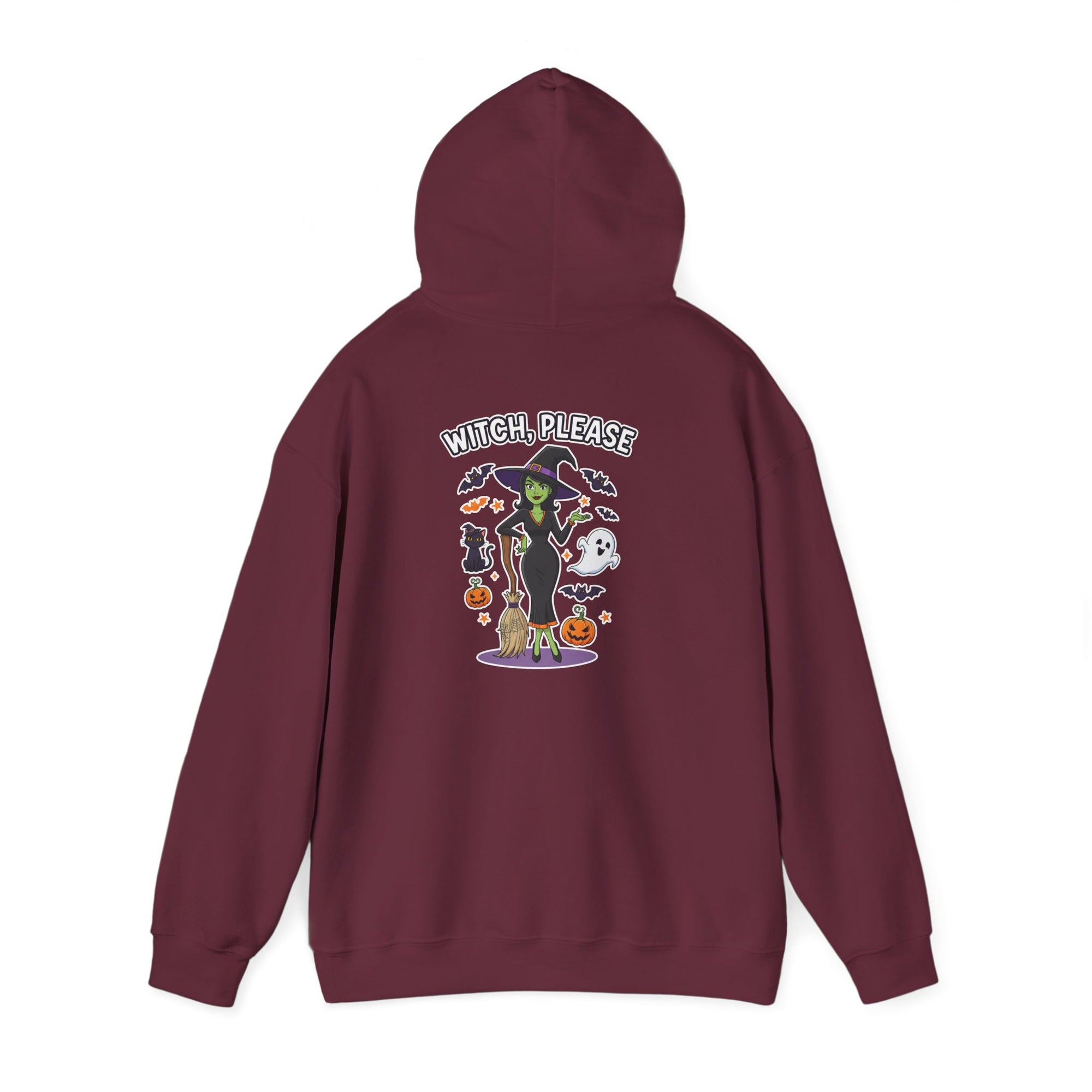 Witch Please Halloween Hoodie - Sassy Witch Sweatshirt with Pumpkin & Ghost Design | Halloween Apparel - Atlas Briefly