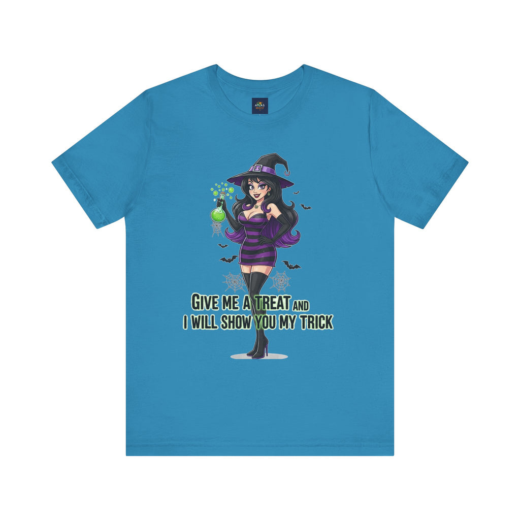 Sexy Witch Halloween T-Shirt - Flirty Witch Costume Tee | Trick or Treat Halloween Shirt - Atlas Briefly