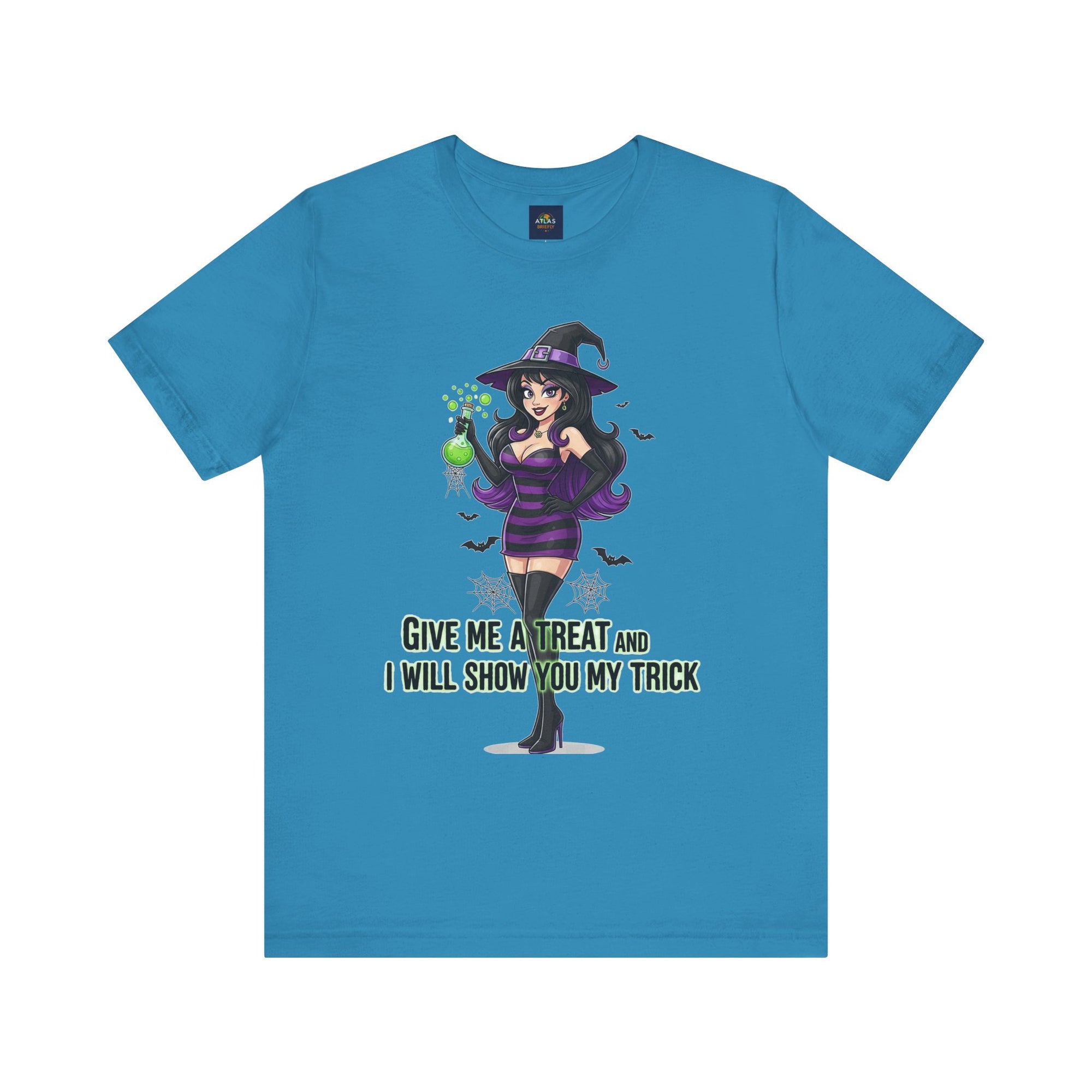 Sexy Witch Halloween T-Shirt - Flirty Witch Costume Tee | Trick or Treat Halloween Shirt - Atlas Briefly