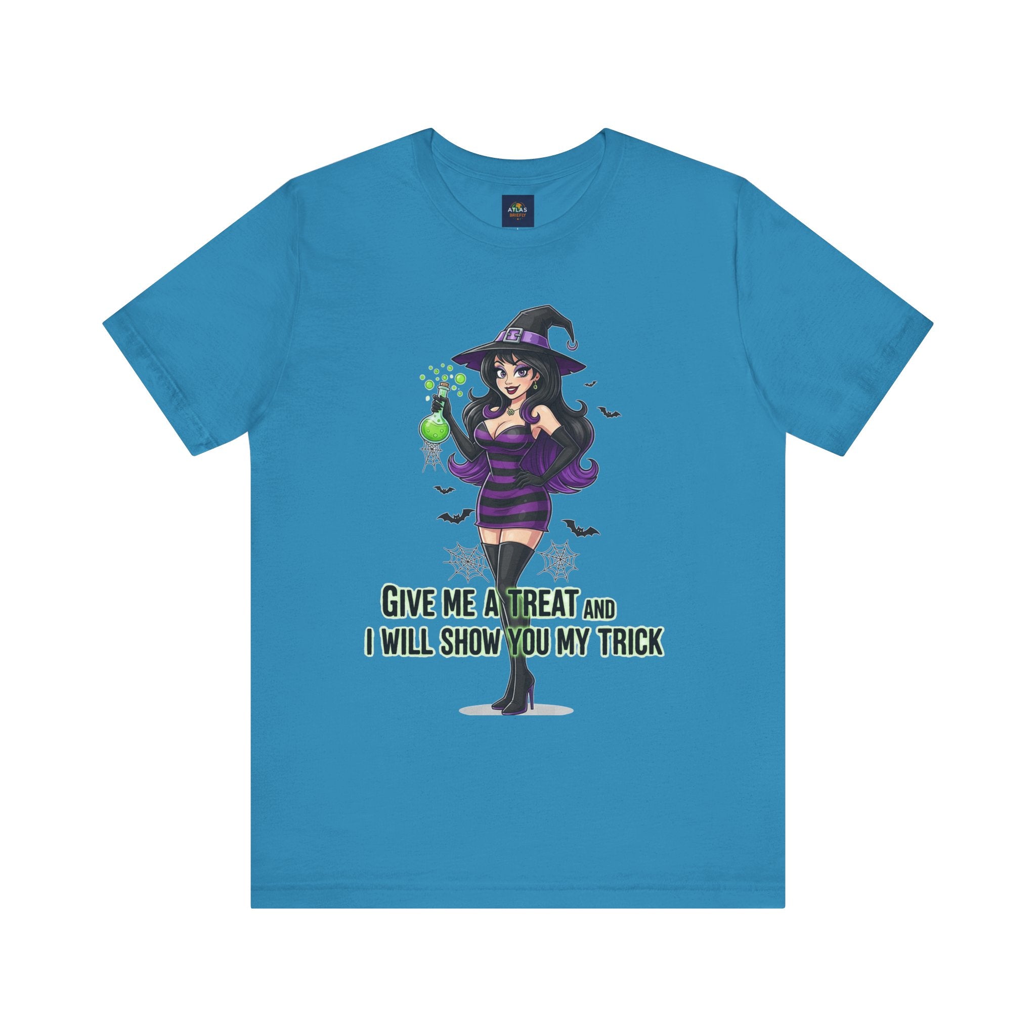Sexy Witch Halloween T-Shirt - Flirty Witch Costume Tee | Trick or Treat Halloween Shirt - Atlas Briefly