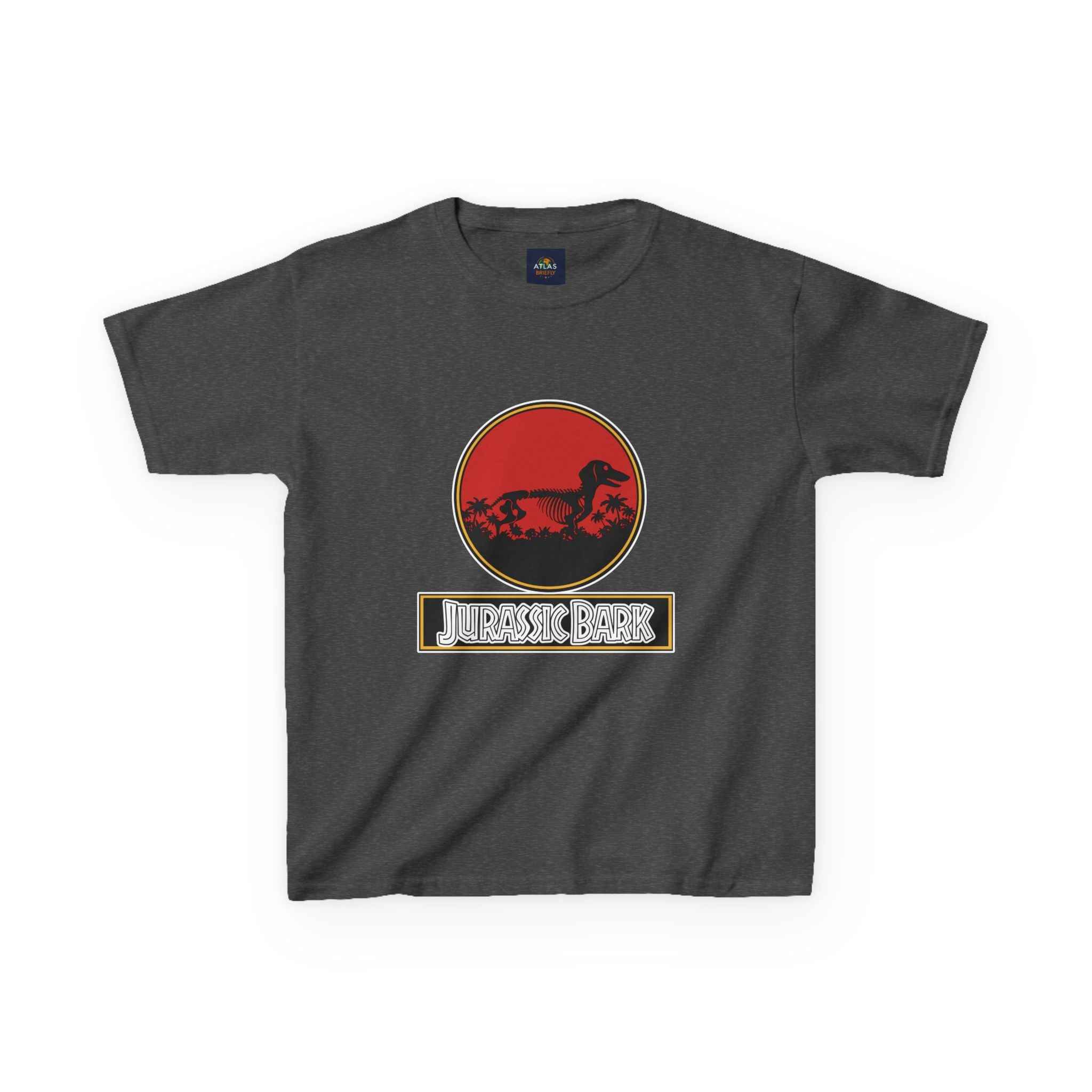 Kids Dachshund T-Shirt - Jurassic Bark Wiener Dog Tee - Atlas Briefly