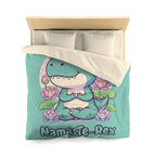 NamasTe-Rex Duvet Cover - Yoga Dinosaur Bedding for a Playful Bedroom - Atlas Briefly