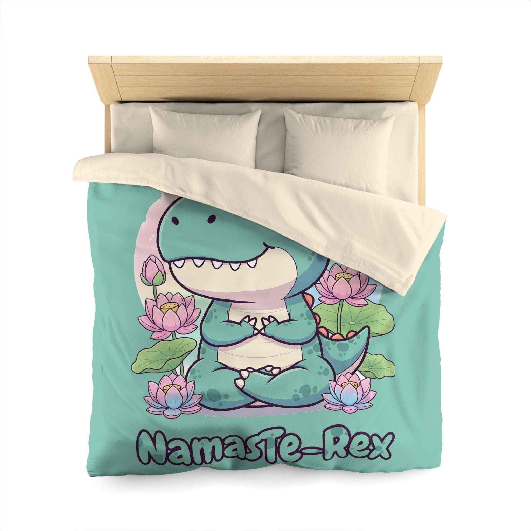 NamasTe-Rex Duvet Cover - Yoga Dinosaur Bedding for a Playful Bedroom - Atlas Briefly