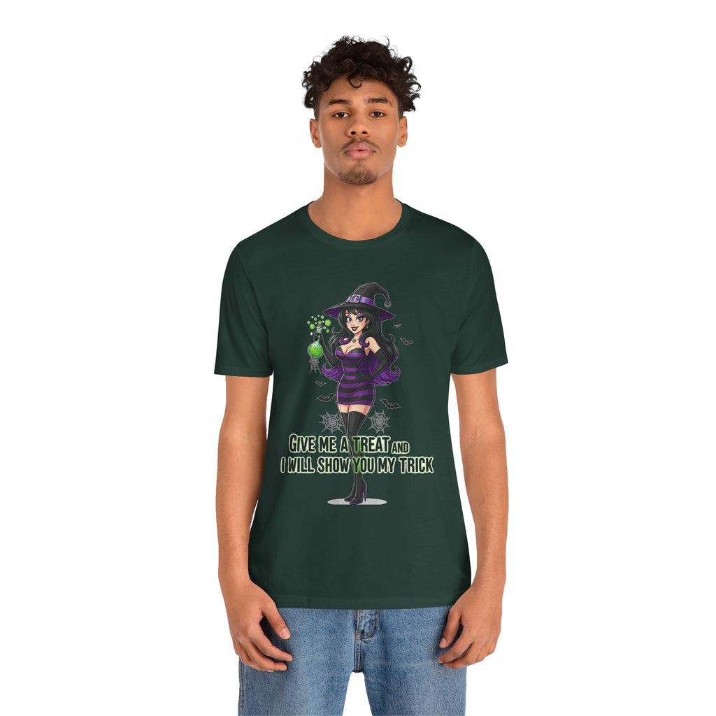 Sexy Witch Halloween T-Shirt - Flirty Witch Costume Tee | Trick or Treat Halloween Shirt - Atlas Briefly