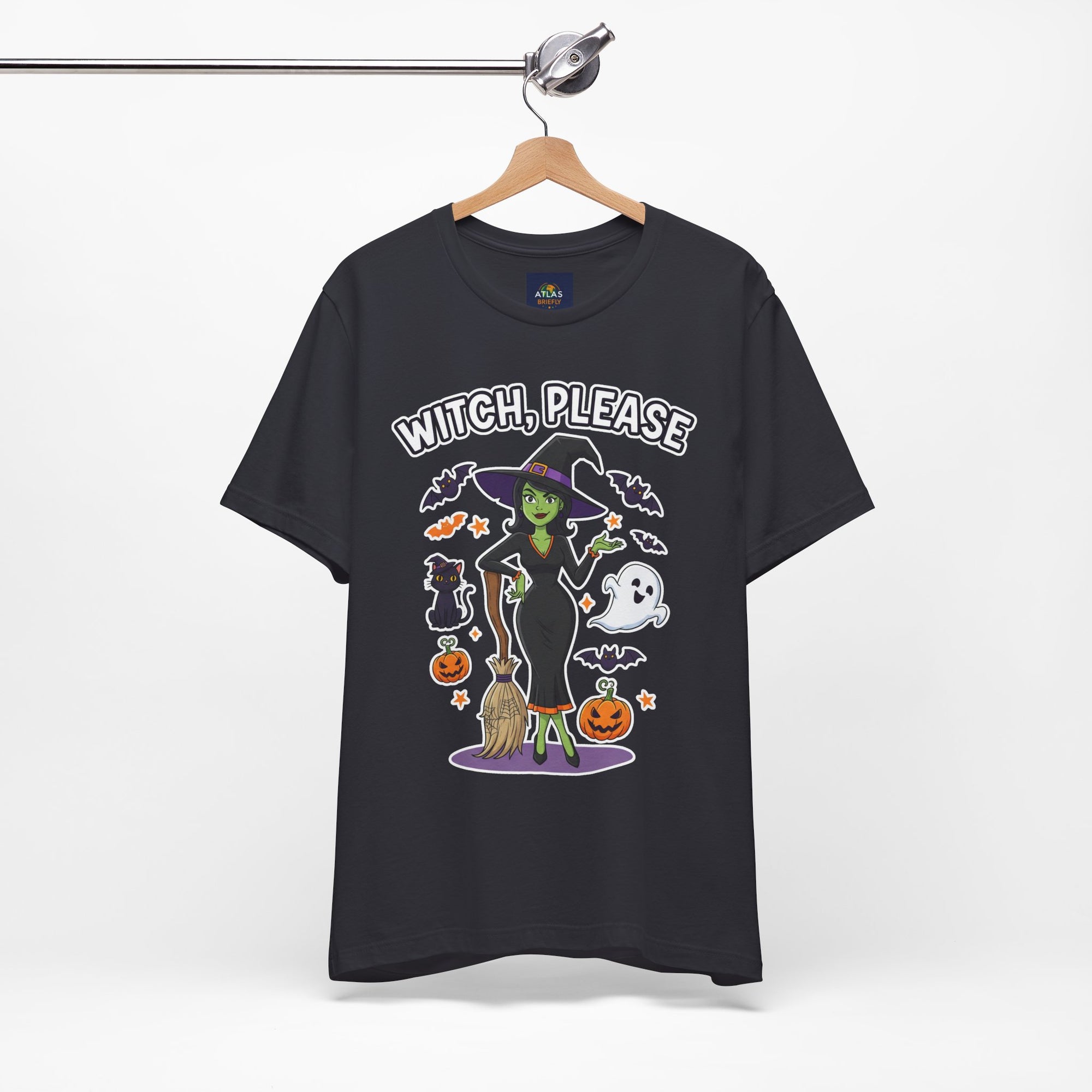 Witch Please Halloween T-Shirt - Sassy Witch Tee with Pumpkin Design | Funny Halloween Shirt - Atlas Briefly