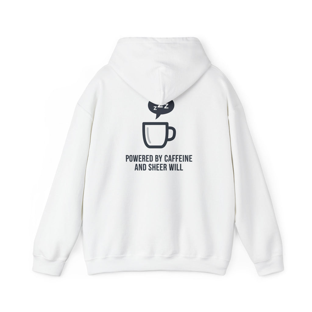 Powered by Caffeine and Sheer Will Hoodie - Funny Coffee Lover Sweatshirt | Minimalist Humor Gift - Atlas Briefly